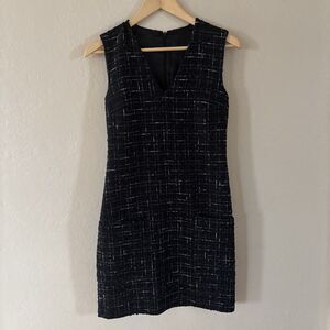 Rochas Shift Dress Womens Size 38 Black Tweed Multicolor Sleeveless NEW
